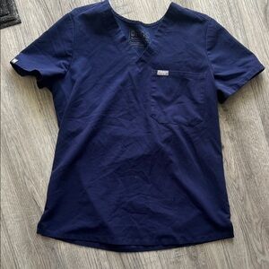 Figs Navy V-Neck Scrub Top